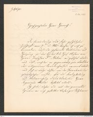 k.k. naturhistorisches Hofmuseum, Intendanzakten 1885-1896 (Hauer), Aktenzahl Z.64/1888, Seite 1